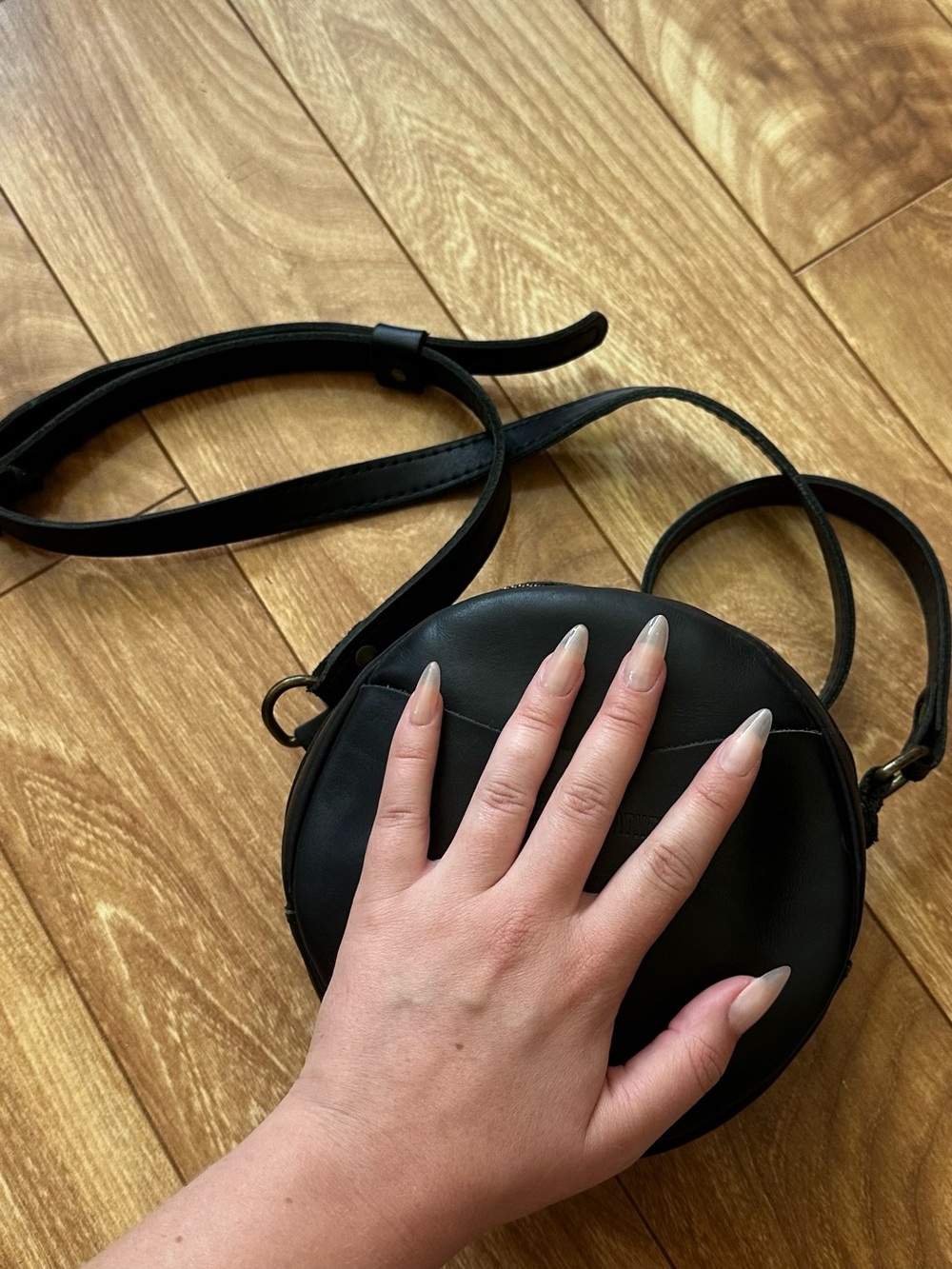 Portland Leather Black Round Crossbody Bag - Picture 2 of 6